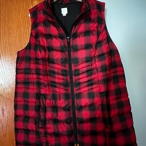 J.Jill Black and Red Buffalo Plaid Down Vest